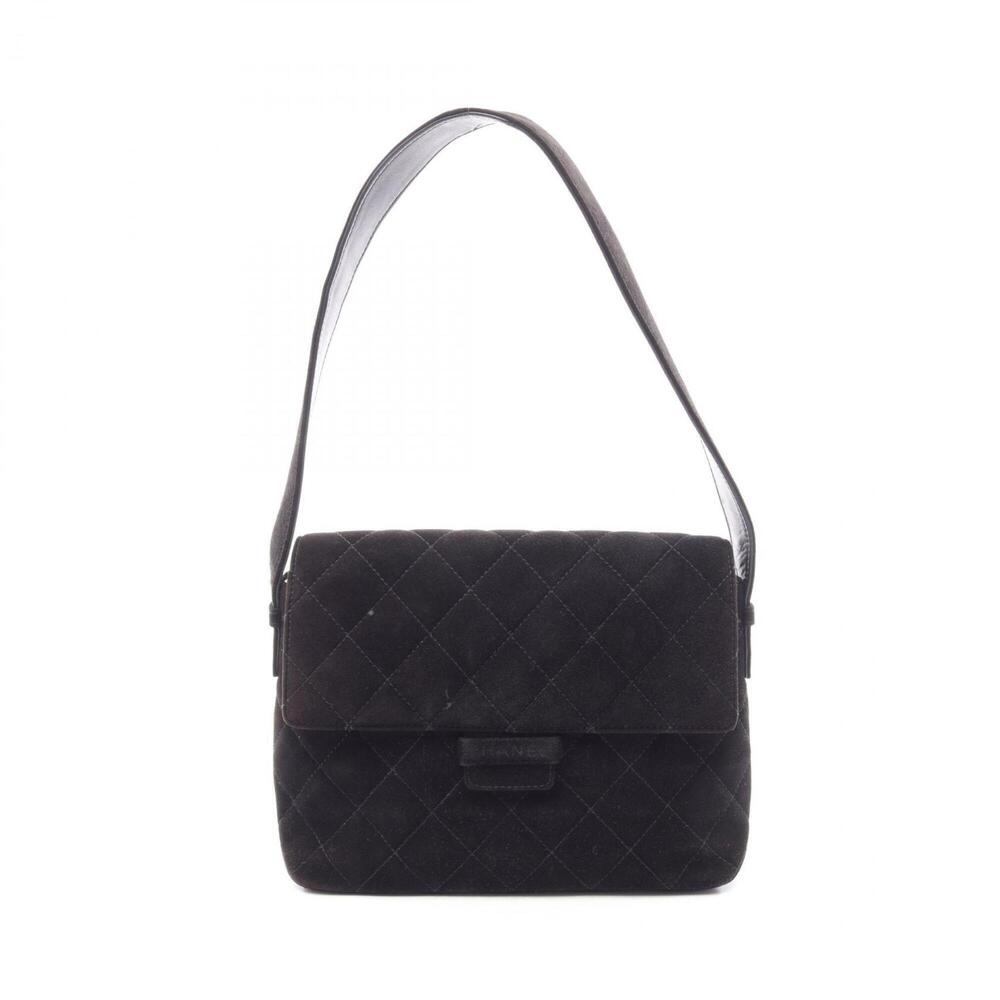 Chanel Matelassé Shoulder Bag/Handbag, Suede, Women's, Black